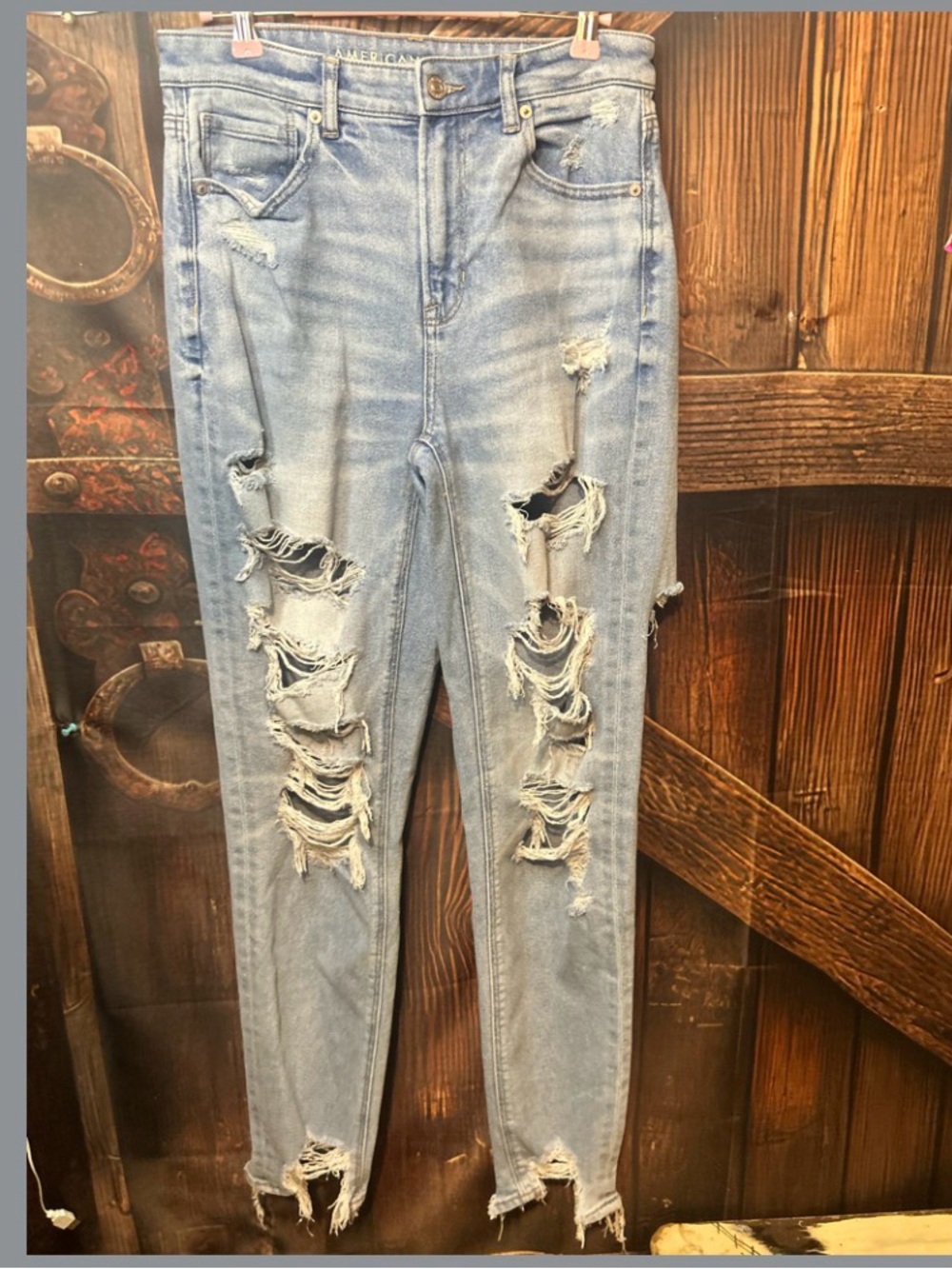 American Eagle Outfitters Light Blue Ripped Skinny Jeans